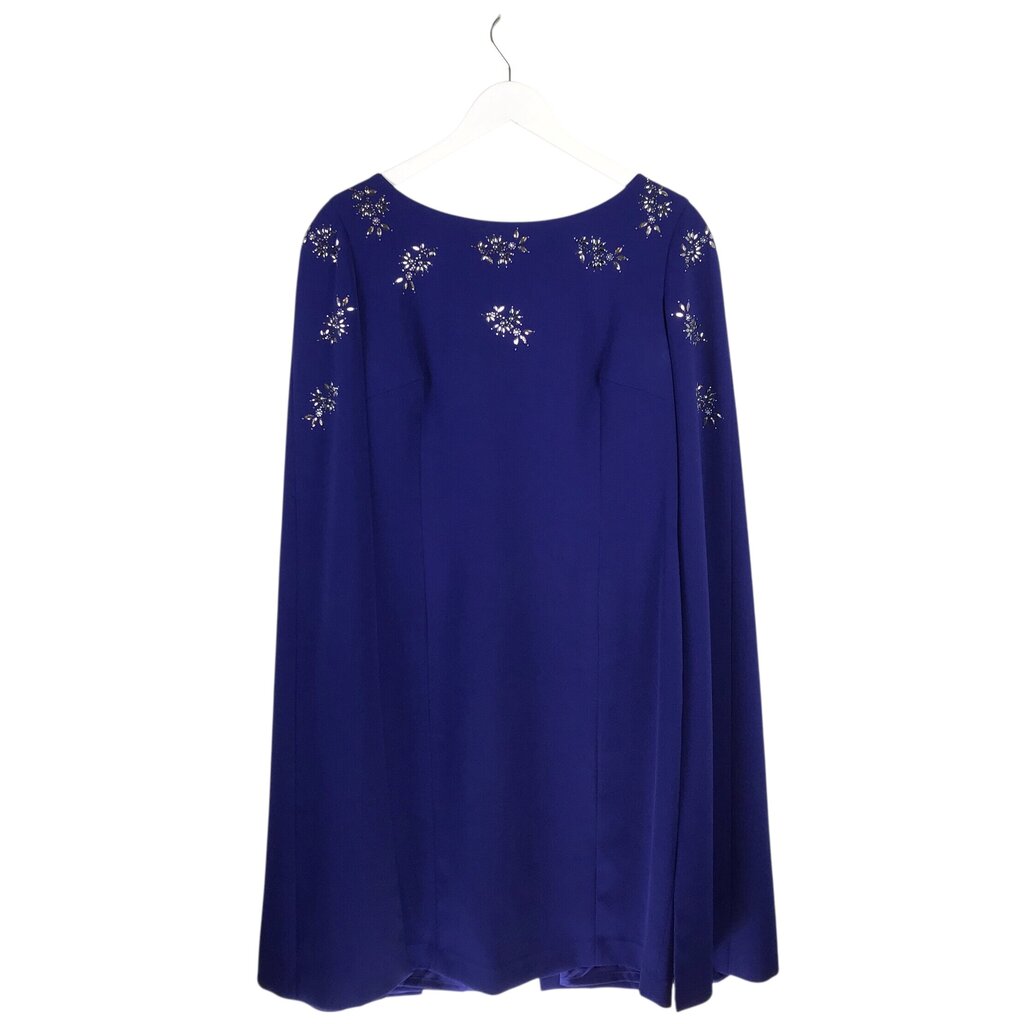 ST JOHN STUDS CAPE LONG SLEEVE DESIGNER DRESS BLUE 12