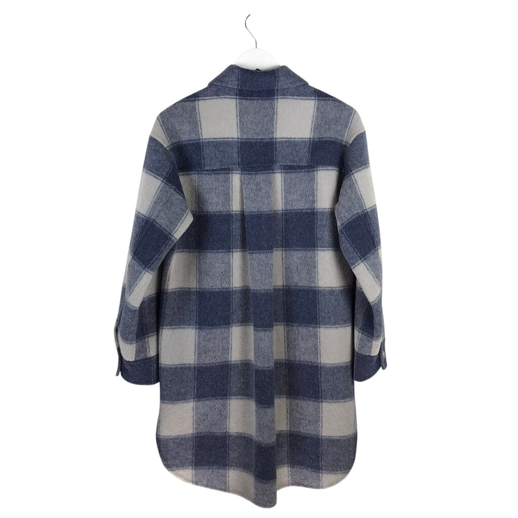 RAILS WOOL BLEND PLAID DESIGNER COAT BLUE GREY XSMALL