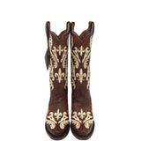 CIRCLE G WESTERN EMBROIDERED BOOTS BROWN CREAM 10