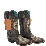 CORRAL WESTERN EMBROIDERED BOOTS BLACK BEIGE 9.5