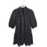 AVEC LES FILLES BRODERIE 3/4 SLEEVE DESIGNER DRESS BLACK XSMALL