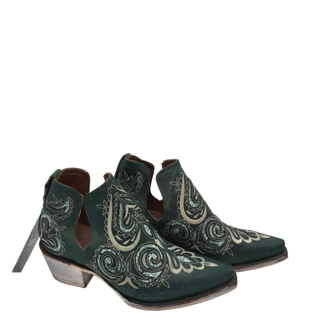 VACCARI WESTNER ANKLE BOOTS GREEN CREAM 6.5