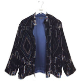 ETRO PRINT VELOUR DESIGNER BLAZER BLACK NAVY LARGE