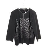 MING WANG 3/4 SLEEVE DESIGNER CARDIGAN BLACK LARGE