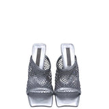 NWT$337 WEDGE DESIGNER SHOES SILVER 8.5