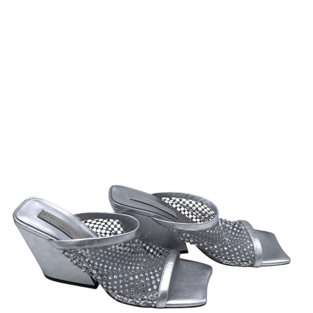 NWT$337 WEDGE DESIGNER SHOES SILVER 8.5