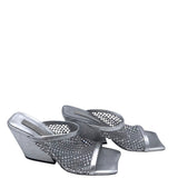 NWT$337 WEDGE DESIGNER SHOES SILVER 8.5