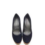 STUART WEITZMAN CORK WEDGE PUMP SHOES NAVY 8.5M