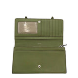 TUMI LEATHER WALLET GREEN 7.5”x4”x0”