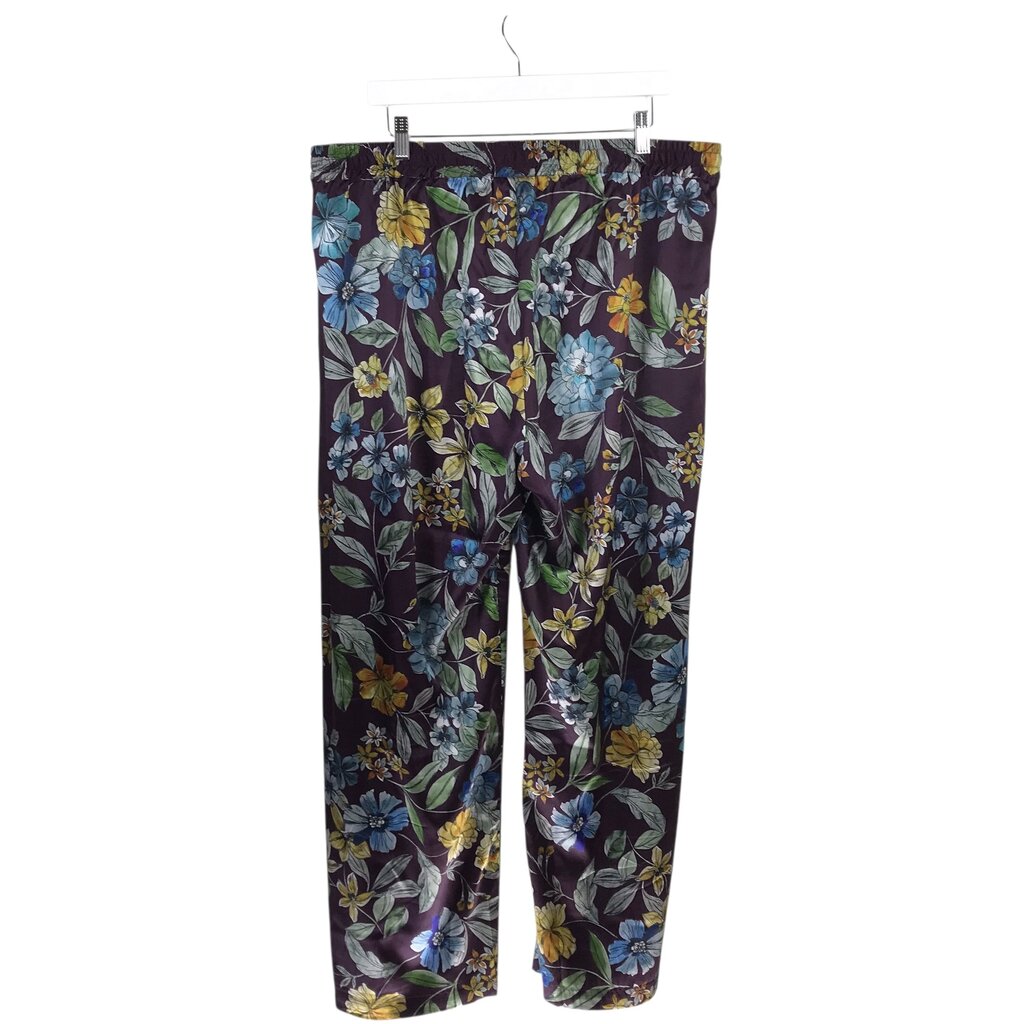 JOHNNY WAS SILK WIDE LEG DESIGNER PANT PURPLE BLUE XLARGE