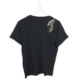 RET$325 BEADED TEE DESIGNER TOP BLACK SILVER SMALL