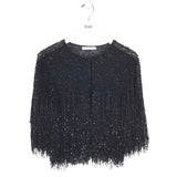 NAEEM KHAN RET$3995 BEADED SHRUG DESIGNER JACKET BLACK MEDIUM