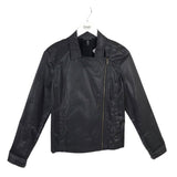 EILEEN FISHER COATED ZIP MOTO DESIGNER JACKET BLACK SMALL