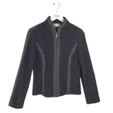 ST JOHN COLLECTION KNIT ZIP LONG SLEEVE DESIGNER BLAZER BLACK GOLD 6