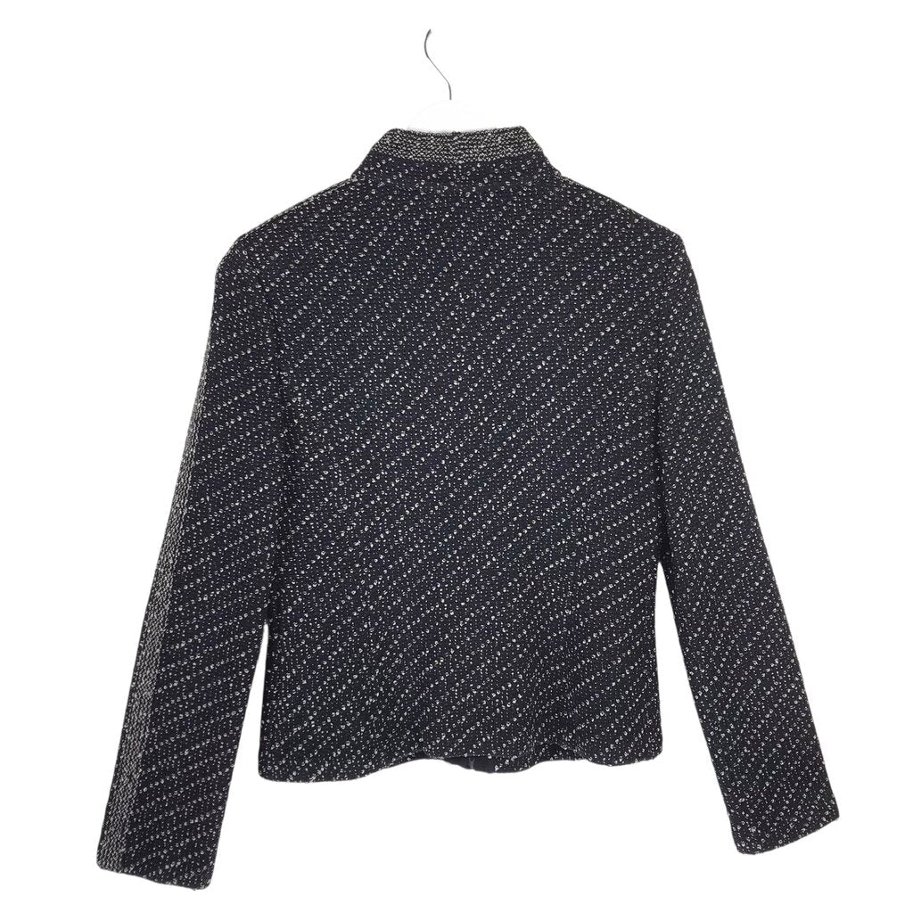 ST JOHN COLLECTION KNIT ZIP LONG SLEEVE DESIGNER BLAZER BLACK GOLD 6