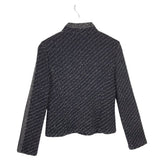 ST JOHN COLLECTION KNIT ZIP LONG SLEEVE DESIGNER BLAZER BLACK GOLD 6