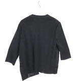 MING WANG WOVEN 3/4 SLEEVE DESIGNER CARDIGAN BLACK LARGE