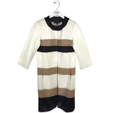 WORTH NEW YORK LEATHER RAFFIA TRIM 3/4 SLEEVE DESIGNER JACKET IVORY BLACK 4