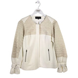 KOBI HALPERIN RET$558 ZIP FRONT DESIGNER BLAZER CREAM MEDIUM