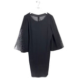 ST JOHN KNIT STUDS LONG SLEEVE DESIGNER DRESS BLACK 16