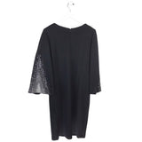 ST JOHN KNIT STUDS LONG SLEEVE DESIGNER DRESS BLACK 16