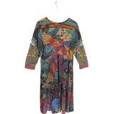 JOHNNY WAS FLORAL 3/4 SLEEVE DESIGNER DRESS GREEN BLUE XLARGE