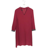 ESCADA RHINESTONE TRIM LONG SLEEVE DESIGNER DRESS RED 38