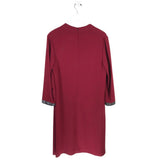 ESCADA RHINESTONE TRIM LONG SLEEVE DESIGNER DRESS RED 38