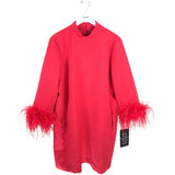 TUCKERNUCK NWT$288 FEATHER LONG SLEEVE DESIGNER DRESS RED XXL