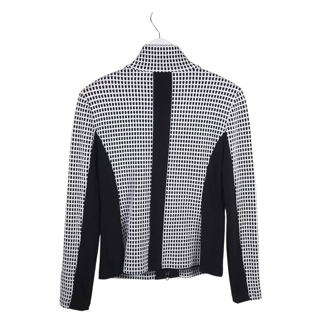 JOSEPH RIBKOFF NWT$279 ZIP FRONT DESIGNER JACKET BLACK WHITE 8