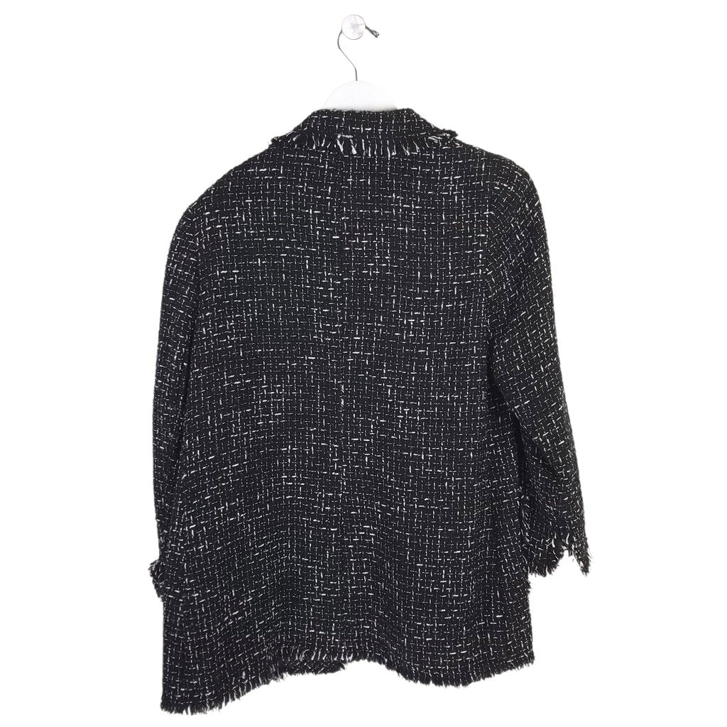 EDWARD ACHOUR PARIS RET$1195 EMBROIDERED DESIGNER BLAZER BLACK WHITE 12