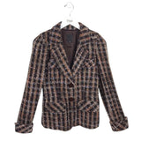 ANNA SUI RET$820 TWEED-STYLE DESIGNER BLAZER BROWN BLUE 2