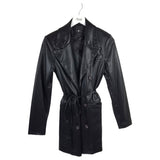 7 FOR ALL MANKIND FAUX LEATHER TIE BELT DESIGNER JACKET BLACK SMALL