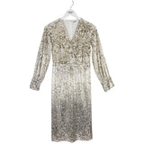 ELIE TAHARI RET$395 VELVET LONG SLEEVE DESIGNER DRESS GOLD WHITE 2