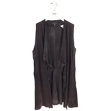 EILEEN FISHER RET$768 GOAT SUEDE DRAPPED DESIGNER VEST BROWN SMALL