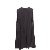 EILEEN FISHER RET$768 GOAT SUEDE DRAPPED DESIGNER VEST BROWN SMALL