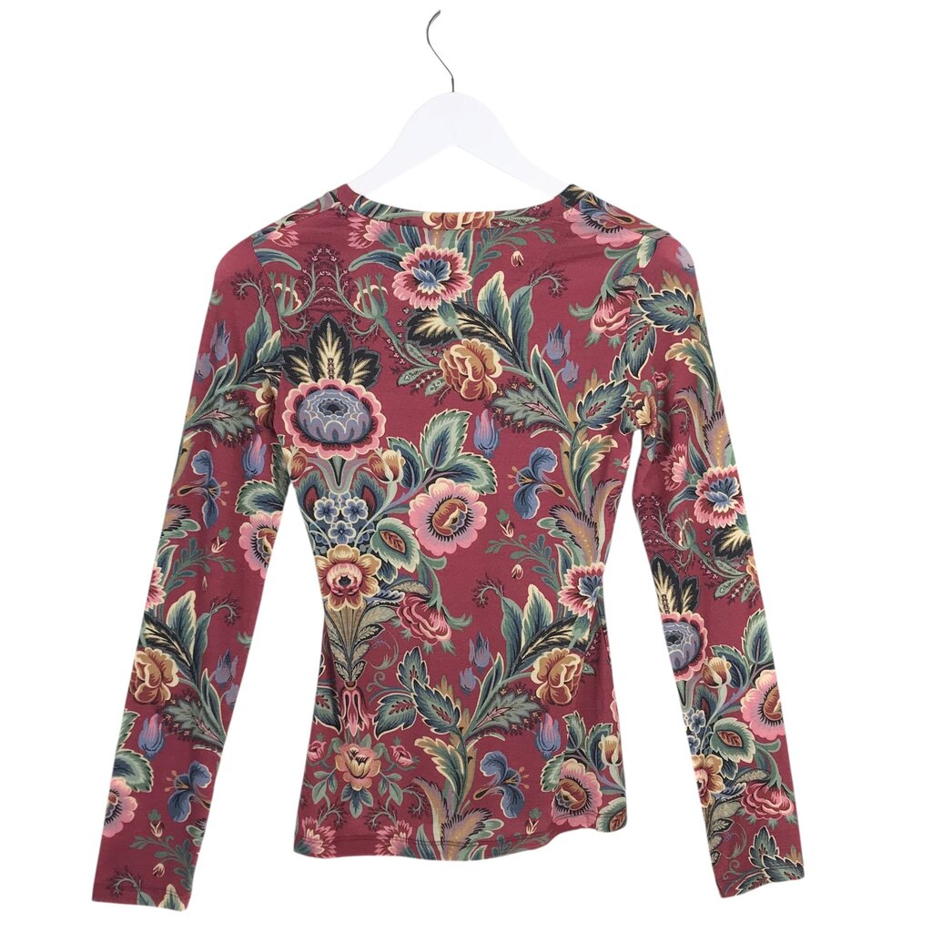 ETRO NWT FLORAL TEE LONG SLEEVE DESIGNER TOP BURGUNDY MULTI LARGE
