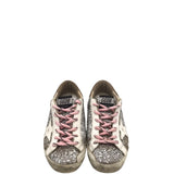 GOLDEN GOOSE SUPERSTAR SILVER GLITTER LUXE SHOES SILVER/PINK 37