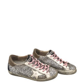 GOLDEN GOOSE SUPERSTAR SILVER GLITTER LUXE SHOES SILVER/PINK 37