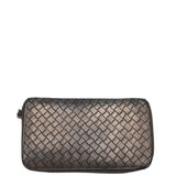 BOTTEGA VENETA INTRECCIATO LEATHER ZIP-AROUND LUXE WALLET BRONZE