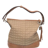 COACH MONGRAM CANVAS HOBO HANDBAG BROWN TAUPE 13”x11”x3”