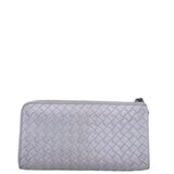 BOTTEGA VENETA INTRECCIATO LEATHER ZIP LUXE WALLET GREY