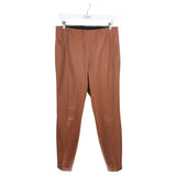 LAFAYETTE 148 PLEATHER LEGGING DESIGNER PANT BROWN MEDIUM