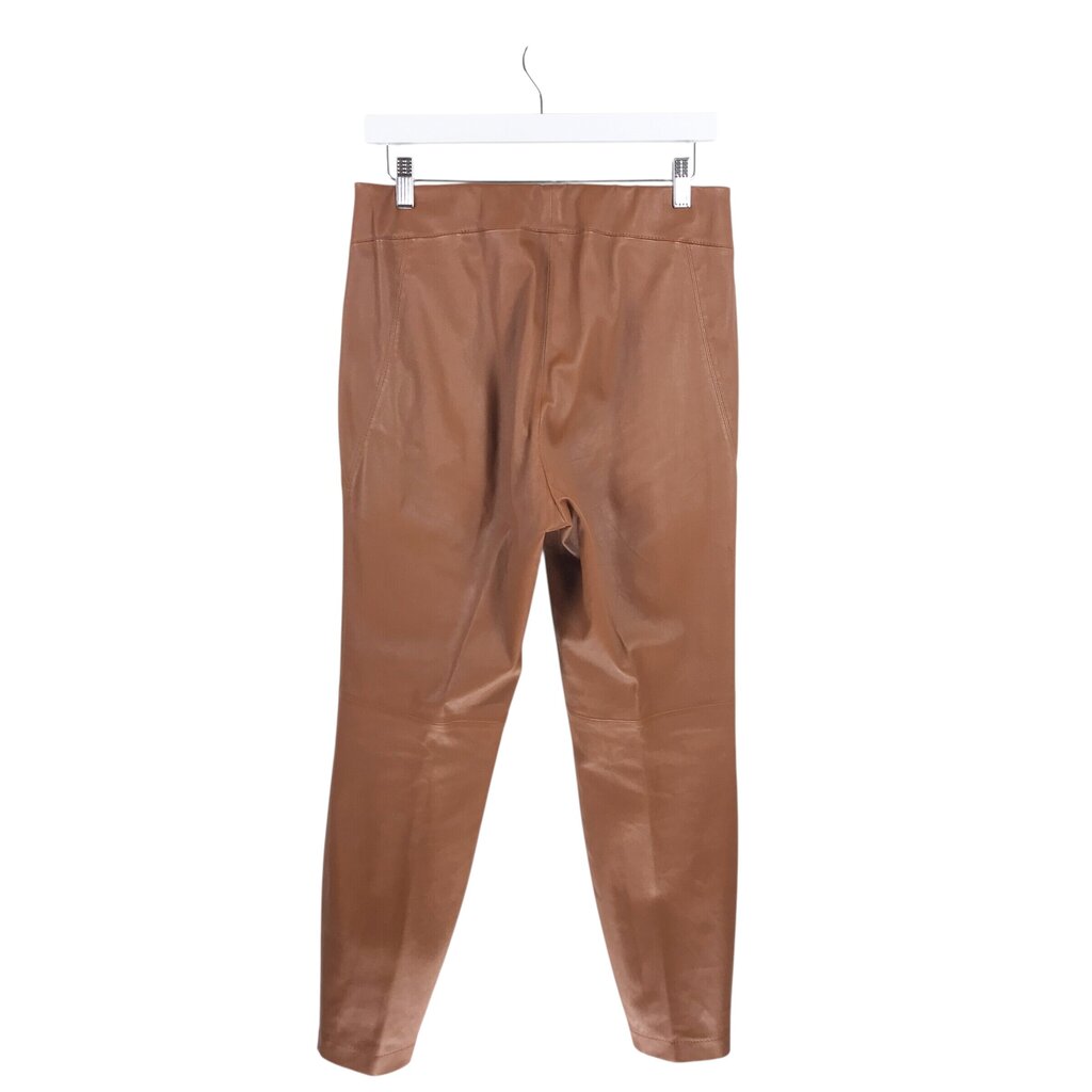 LAFAYETTE 148 PLEATHER LEGGING DESIGNER PANT BROWN MEDIUM
