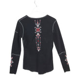 ALP N ROCK RET$228 EMBROIDERED LONG SLEEVE DESIGNER TOP BLACK RED MEDIUM