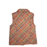 TALBOTS PLAID SNAP VEST BROWN GREEN MEDIUM