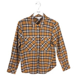 VERONICA BEARD FLANNEL LONG SLEEVE BLOUSE BROWN NAVY 12
