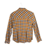 VERONICA BEARD FLANNEL LONG SLEEVE BLOUSE BROWN NAVY 12