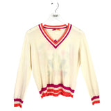 VILAGALLO 100% WOOL LONG SLEEVE DESIGNER SWEATER CREAM PINK SMALL