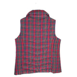 TALBOTS PLAID ZIP VEST RED MEDIUM